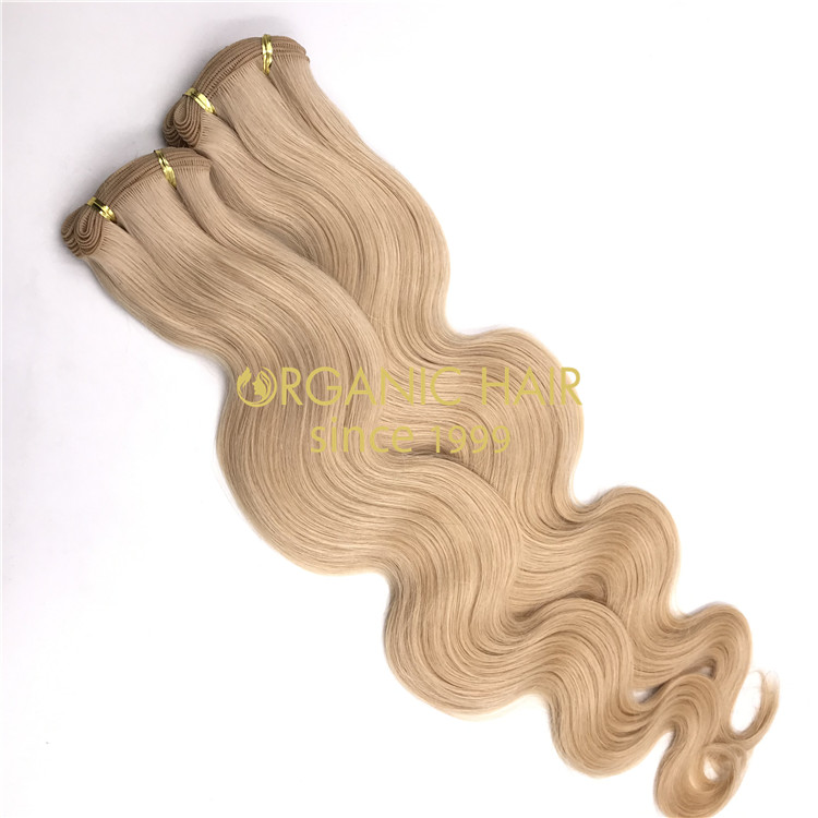 Wholesale hand tied wefts platinum blonde color wave X341